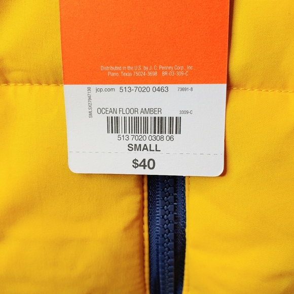 St. John's Bay puffer vest. Blue and yellow, Small - Picture 5 of 7